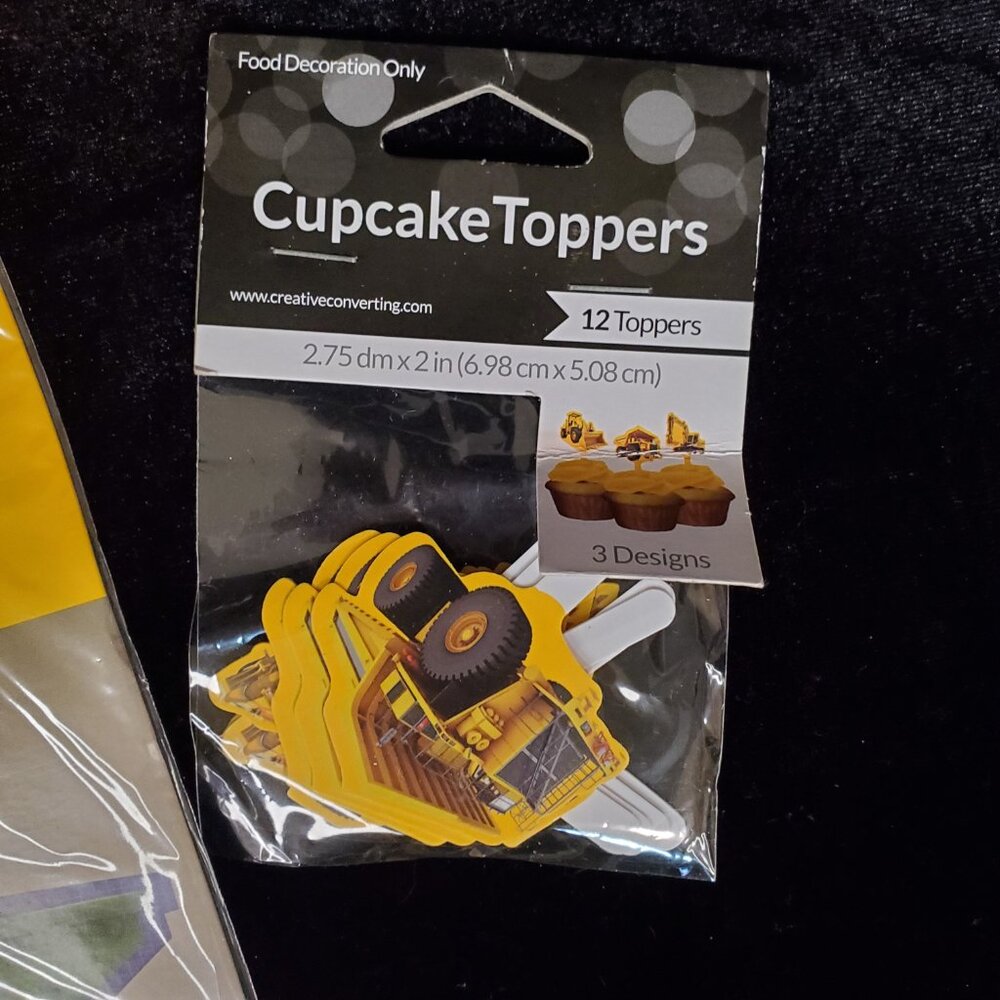 Construction Birthday Party Supplies Centerpiece Cupcake Toppers Wrappers NWT - Picture 5 of 6